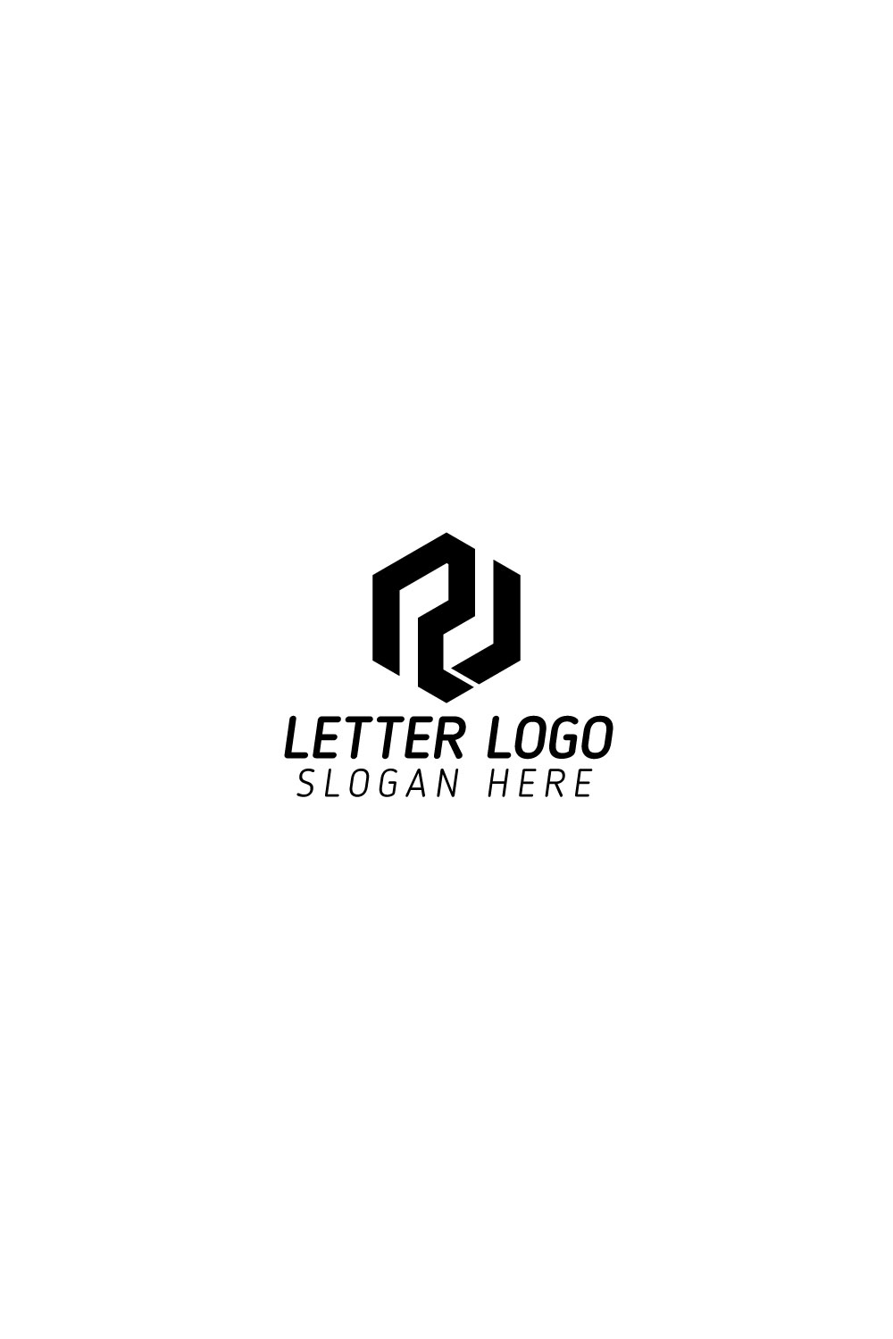 R J Letter Logo Design with Black and White Color pinterest preview image.