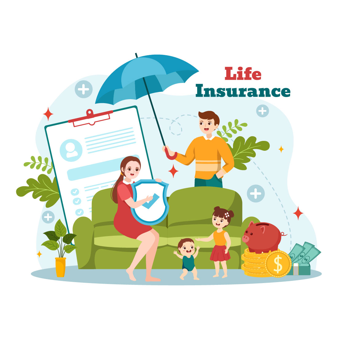 12 Life Insurance Vector Illustration preview image.
