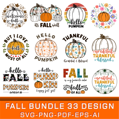 Fall SVG Bundle, Pumpkin SVG, Fall Sublimation Designs cover image.