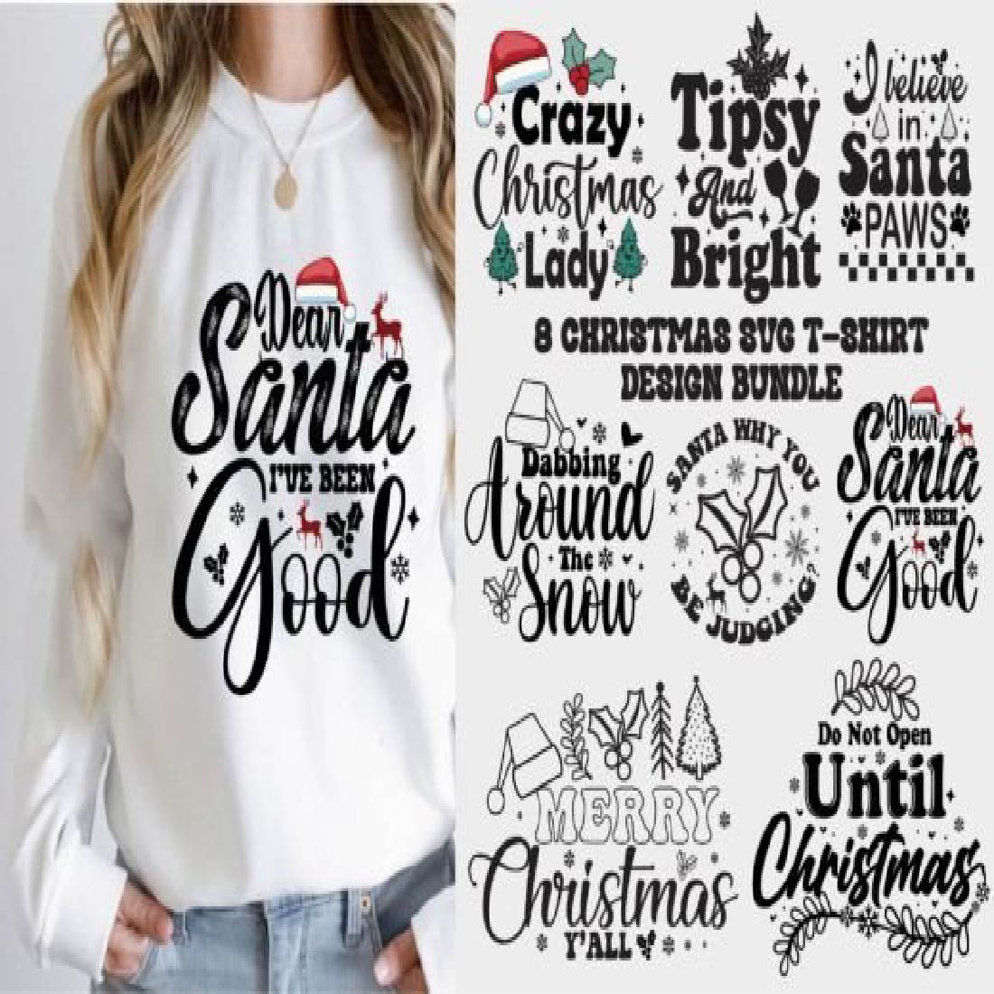 Christmas Svg T-shirt Design Bundle cover image.