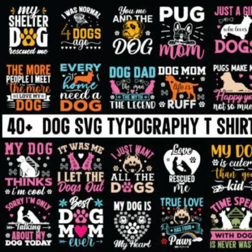 Dog SVG T-shirt Design Bundle Dog Quotes cover image.