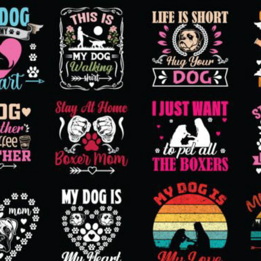 Dog SVG T-shirt Design Bundle Dog Quotes preview image.