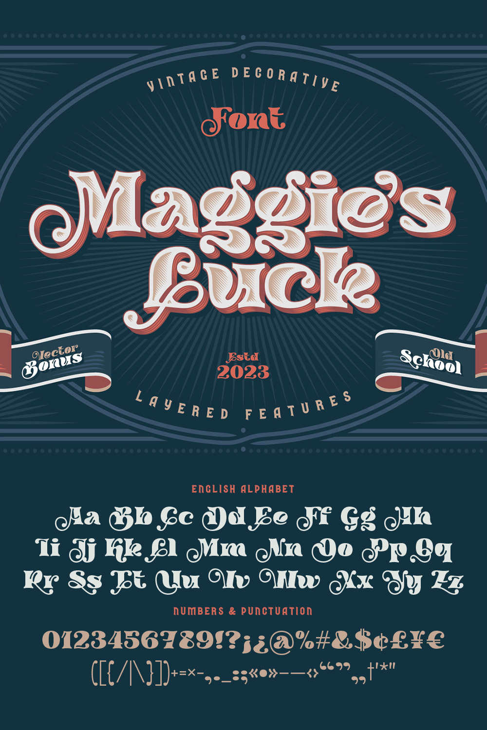 Maggie's Luck - Layered Display Font pinterest preview image.
