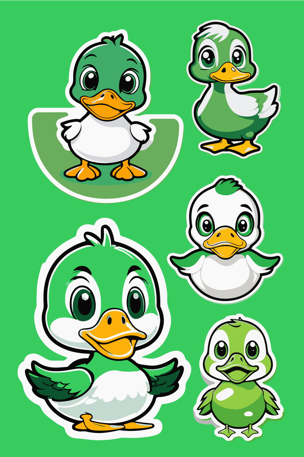 Sticker 2d cute green and white duck vector pinterest preview image.