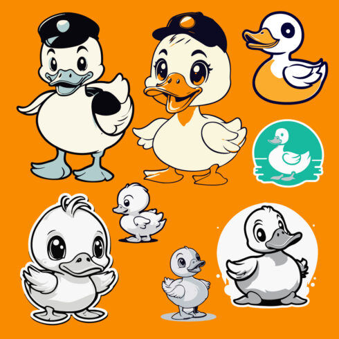 Cute adorable duck sticker and t-shirt design cover image.