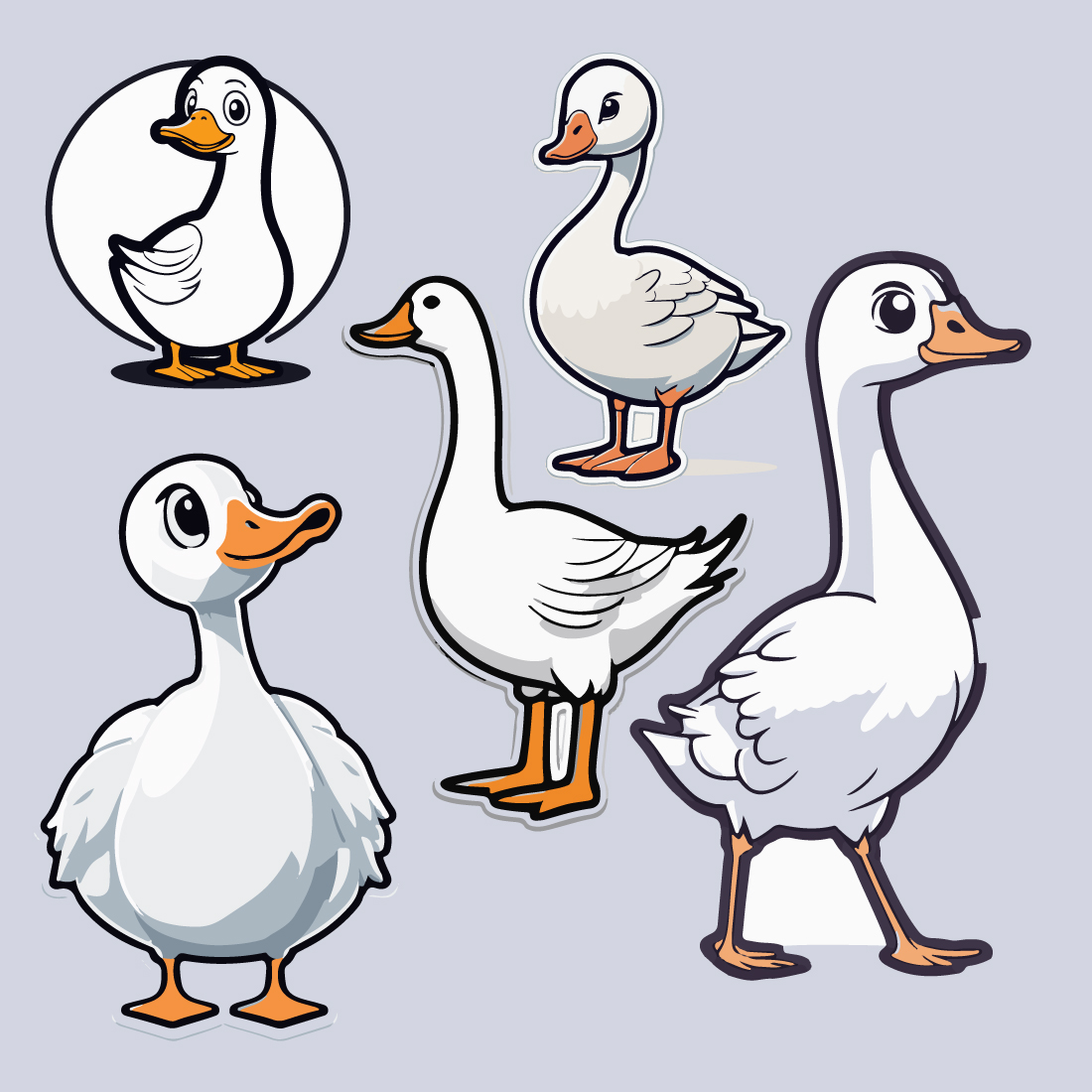 Funny goose on sticker And T shirt design cover image.