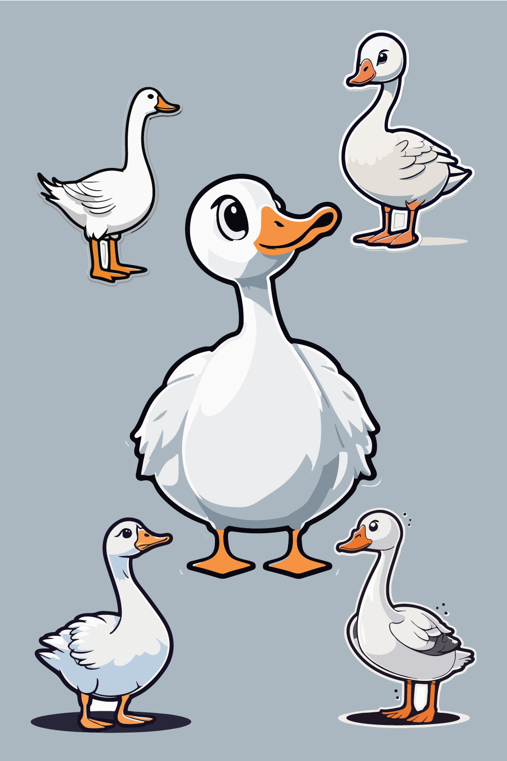 Funny goose on sticker And T shirt design pinterest preview image.