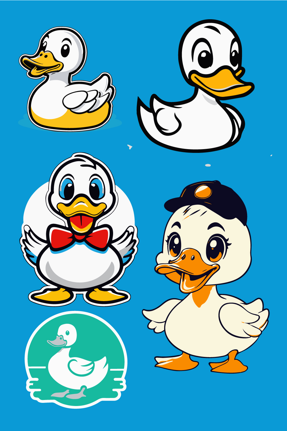 Cute adorable duck sticker and t-shirt design pinterest preview image.