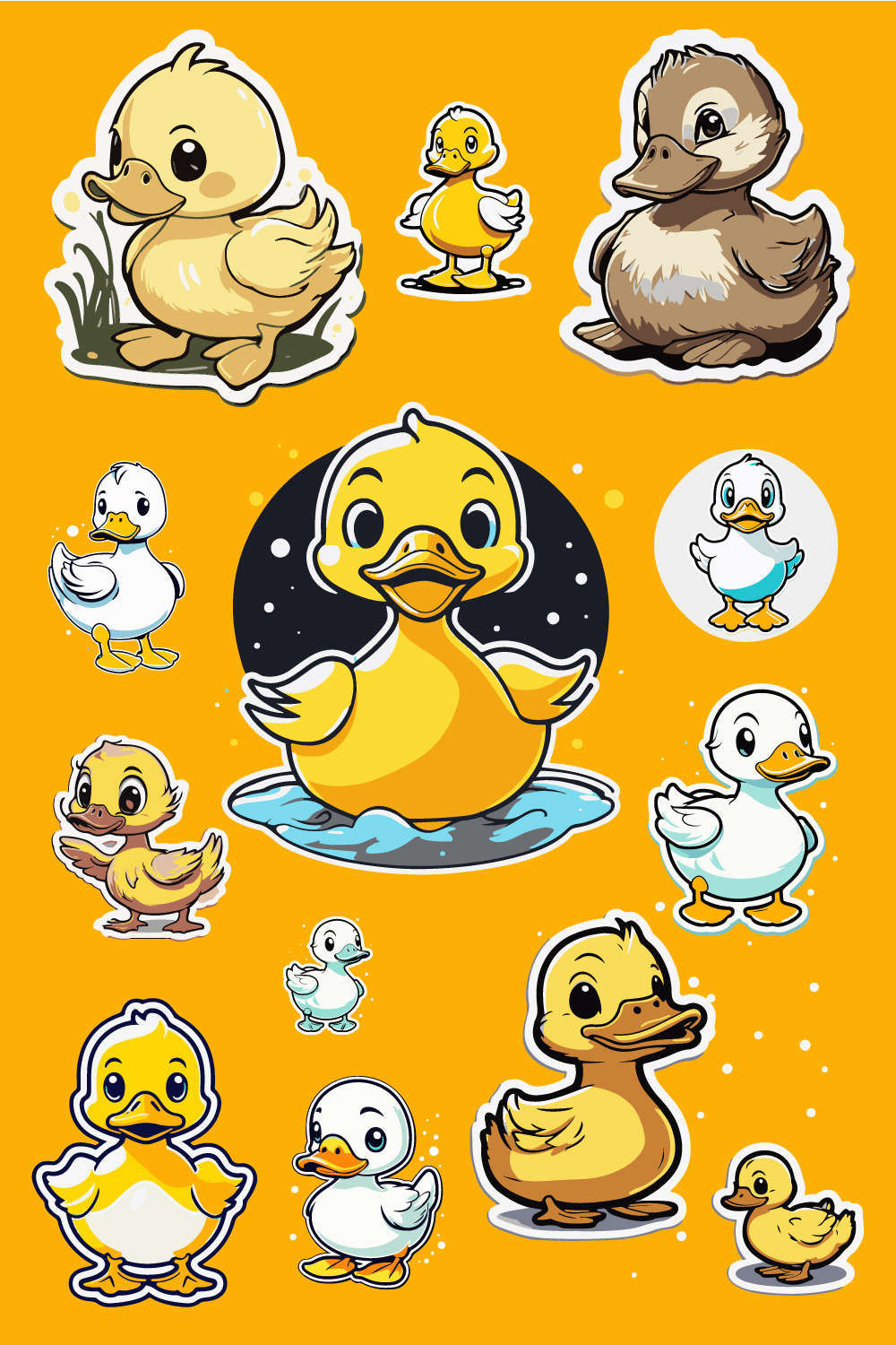 Baby duck cute cartoon sticker and t-shirt design pinterest preview image.