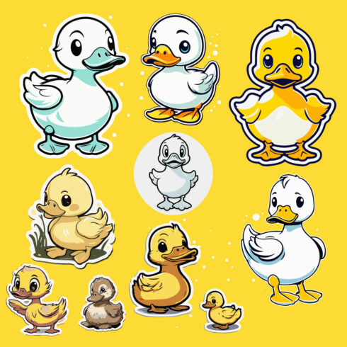 Baby duck cute cartoon sticker and t-shirt design cover image.