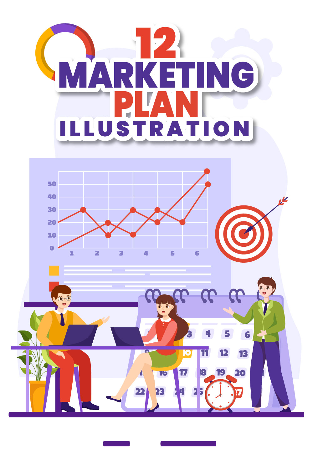 12 Marketing Plan Illustration pinterest preview image.