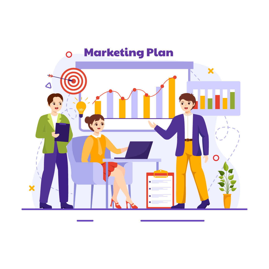 12 Marketing Plan Illustration cover image.