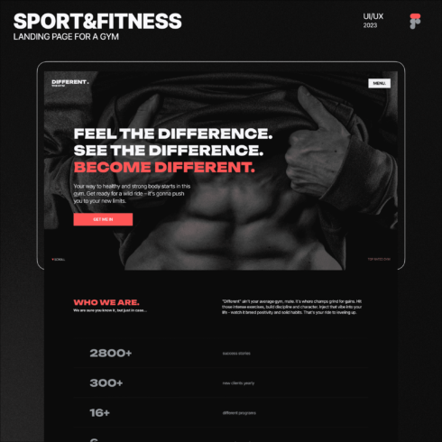 Advanced Landing page for GYM | High conversion landing page | Fitness&Sport&Health | Figma mockup | Bold design | Dark theme cover image.