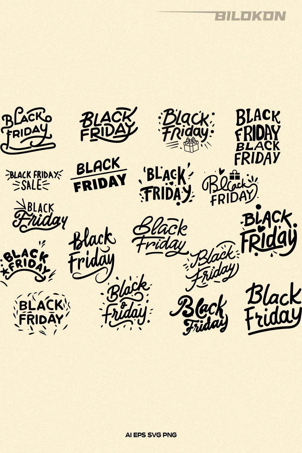 Black Friday SVG Bundle 18 File, Black Friday Sale Vector pinterest preview image.
