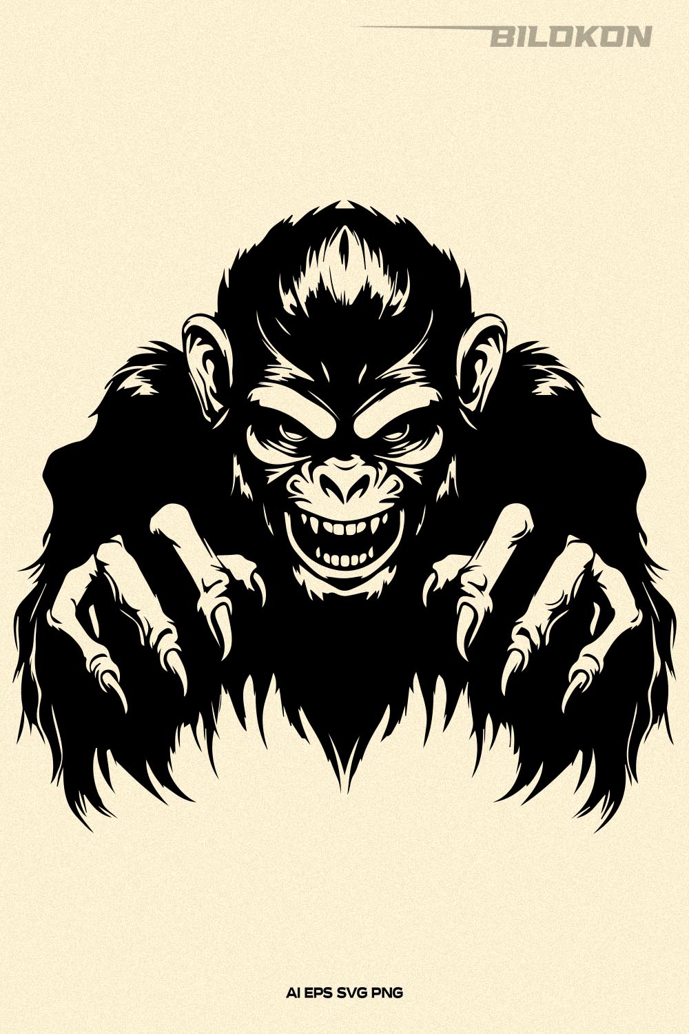 Evil Monkey, Scary Monkey head, Halloween SVG pinterest preview image.