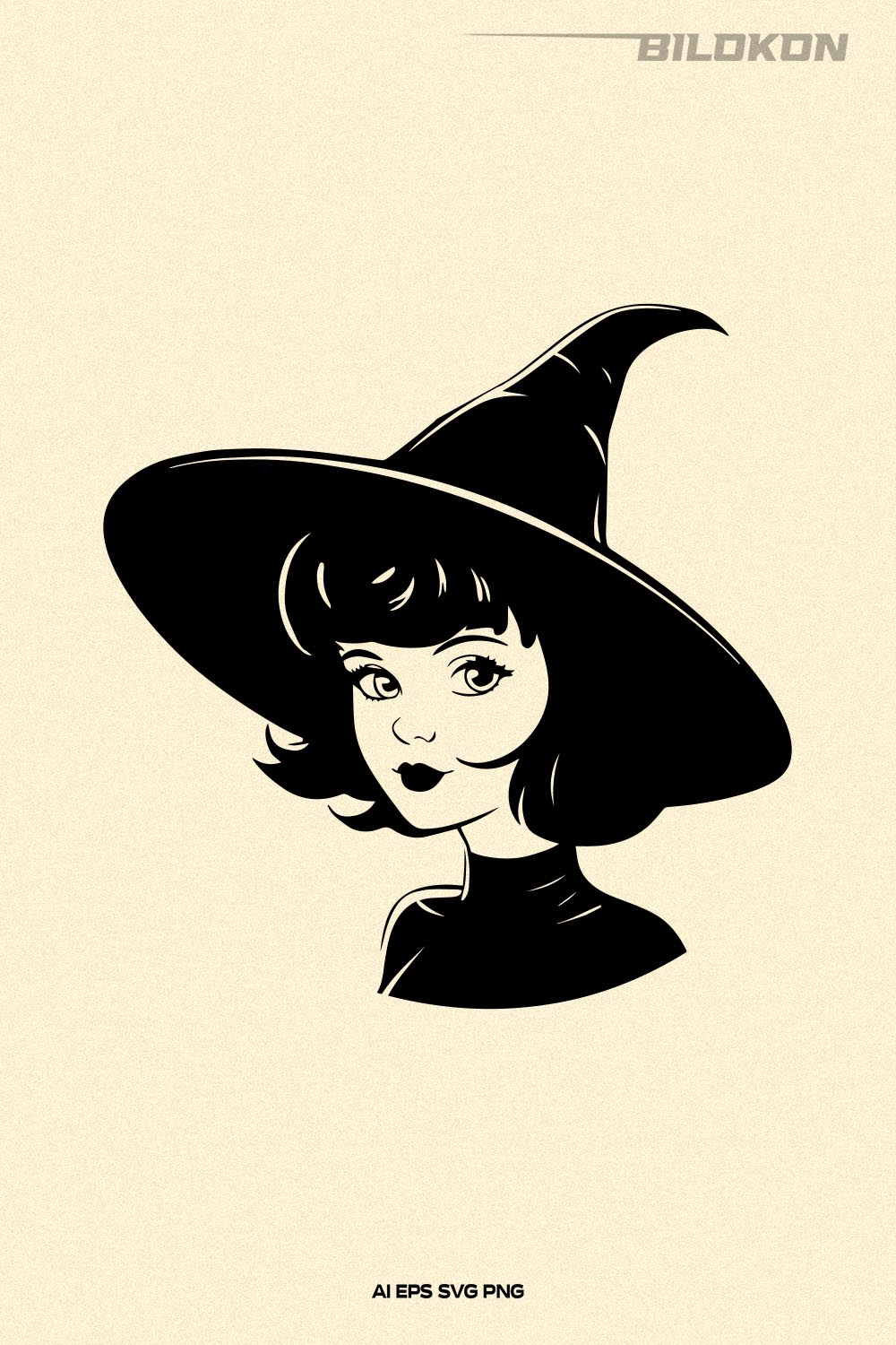 Halloween Girl in a witch hat, Halloween SVG pinterest preview image.