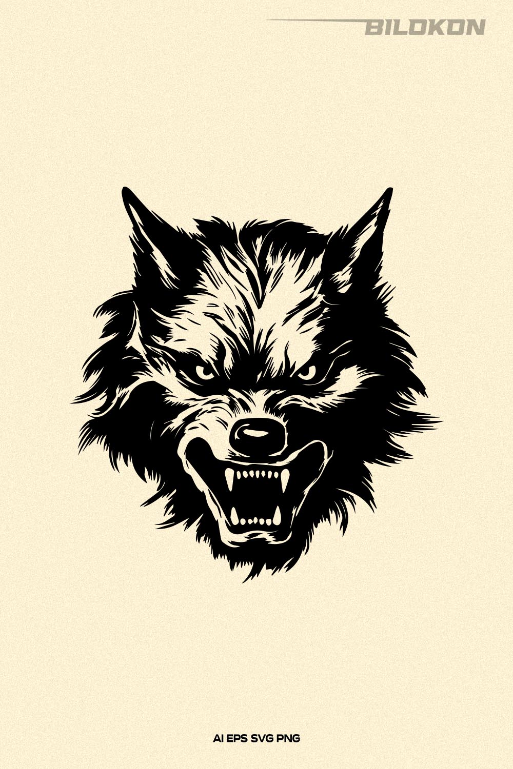 Scary wolf, Wolf head SVG, Halloween SVG pinterest preview image.