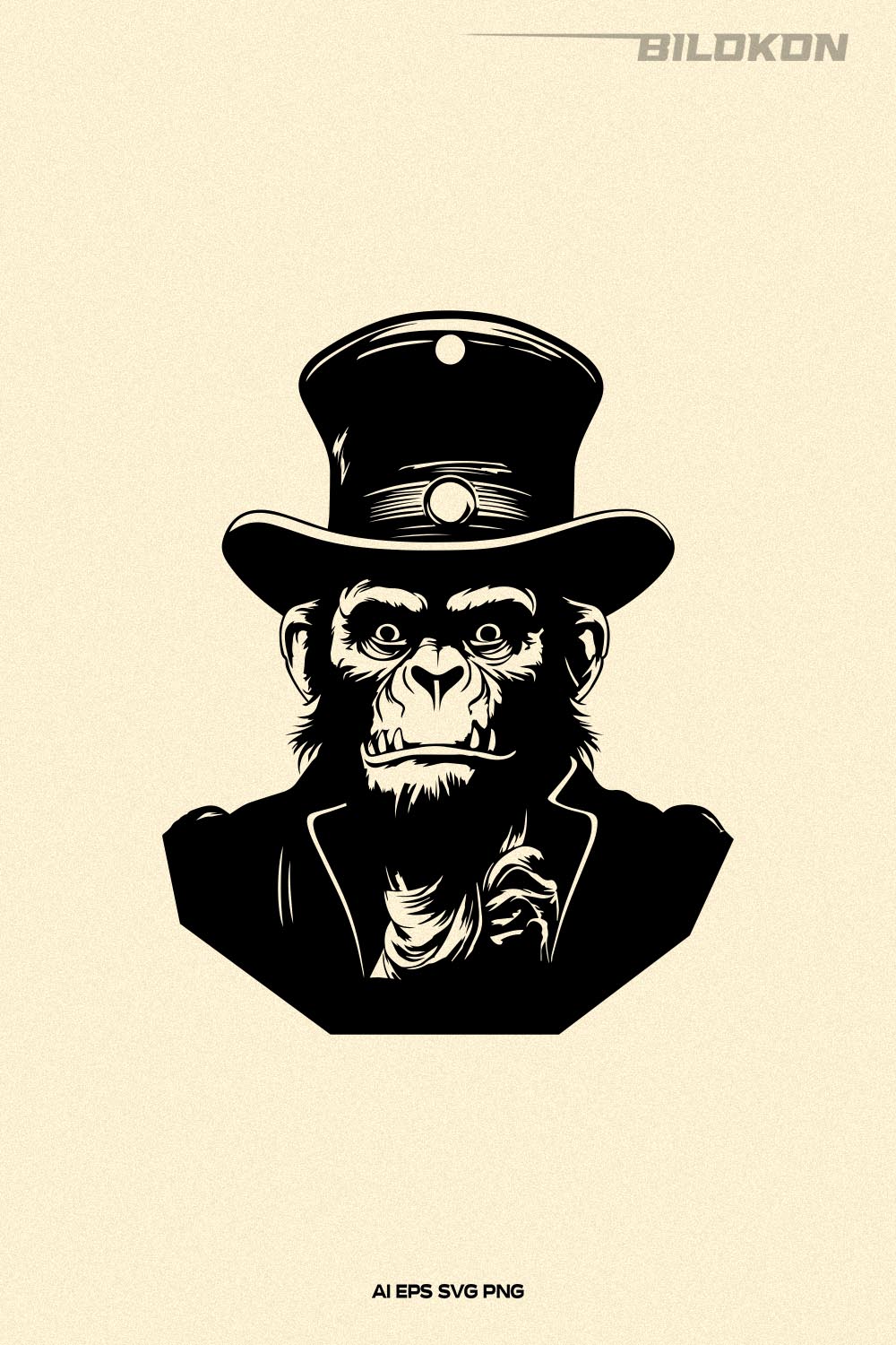 Scary Monkey Head, Monkey in vintage suit, Halloween Monkey pinterest preview image.