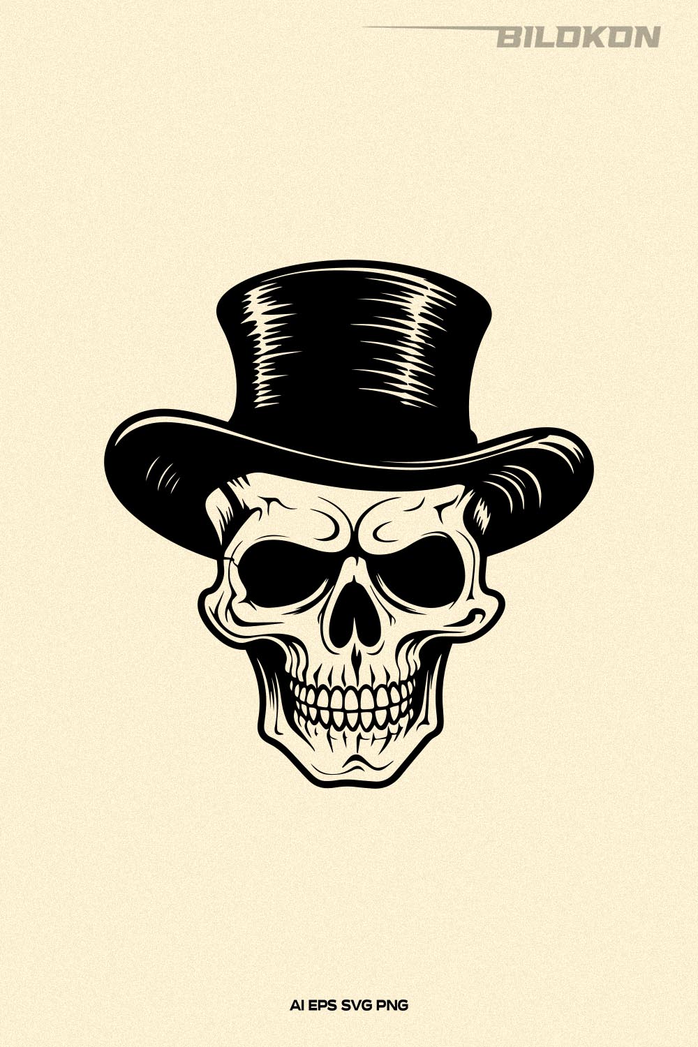 Skull in Hat, Skull in halloween hat, Halloween SVG pinterest preview image.