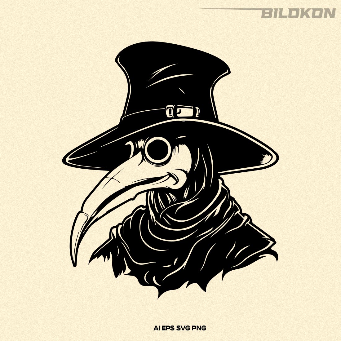 Plague doctor SVG, Mask with beak, Halloween SVG cover image.