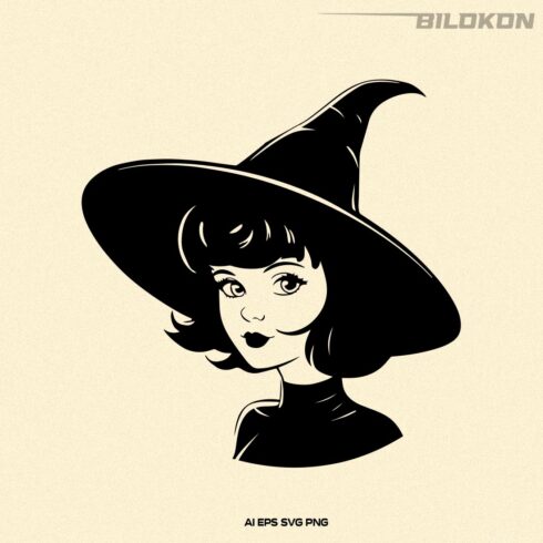 Halloween Girl in a witch hat, Halloween SVG cover image.