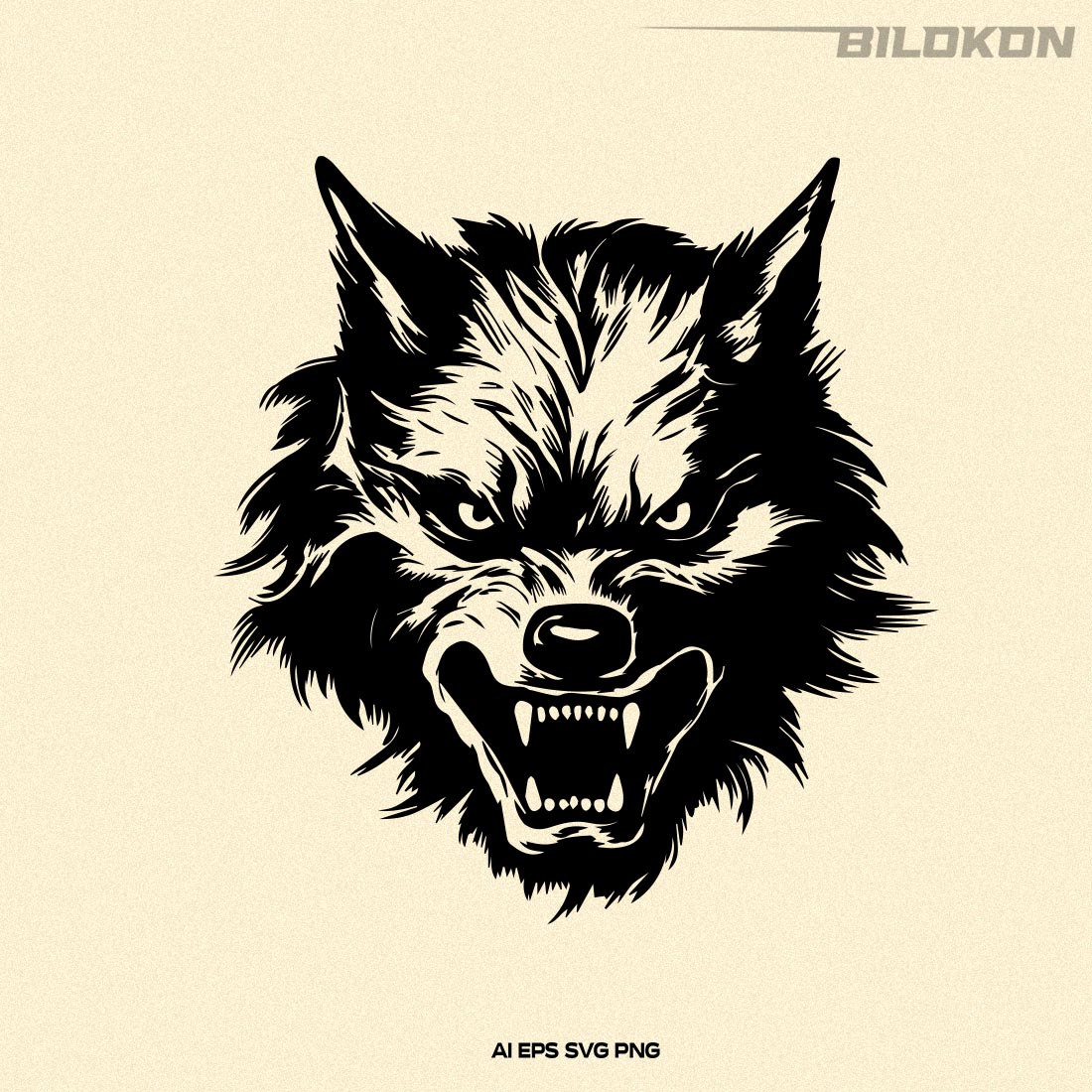 Scary wolf, Wolf head SVG, Halloween SVG preview image.