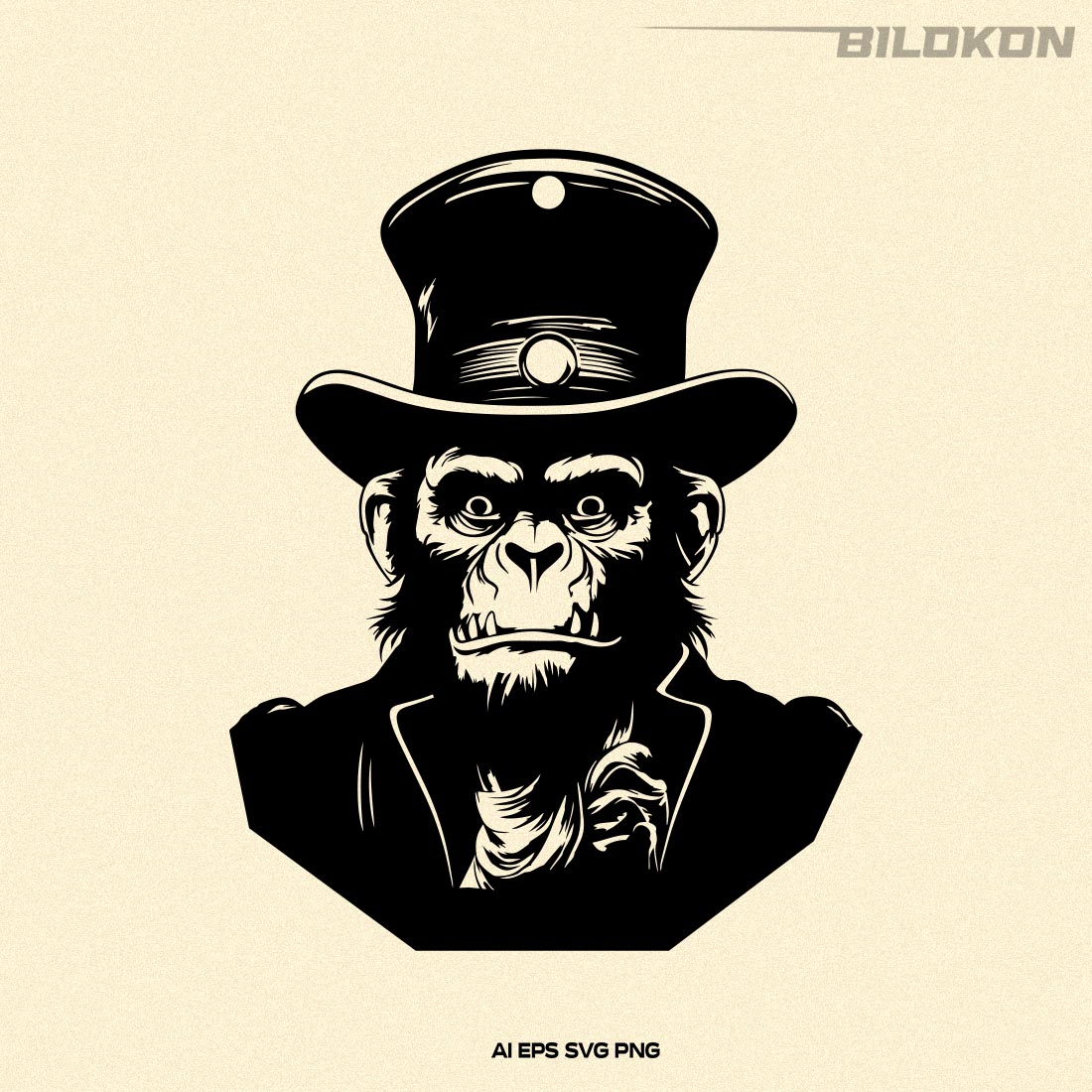 Scary Monkey Head, Monkey in vintage suit, Halloween Monkey preview image.