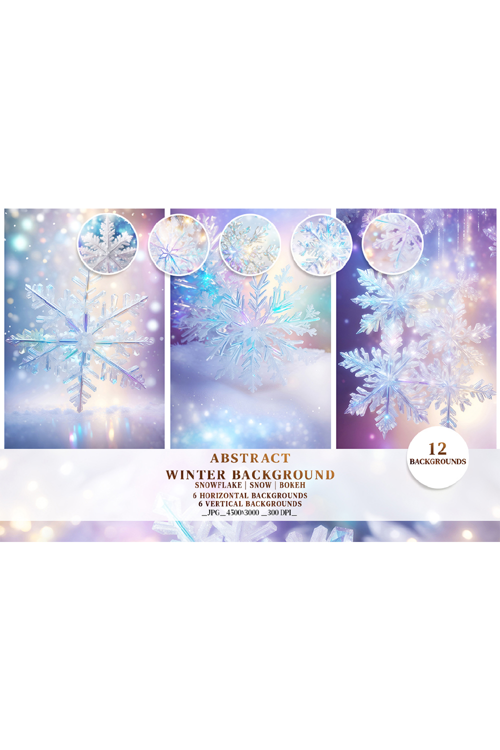 Abstract Winter Background Snowflake pinterest preview image.