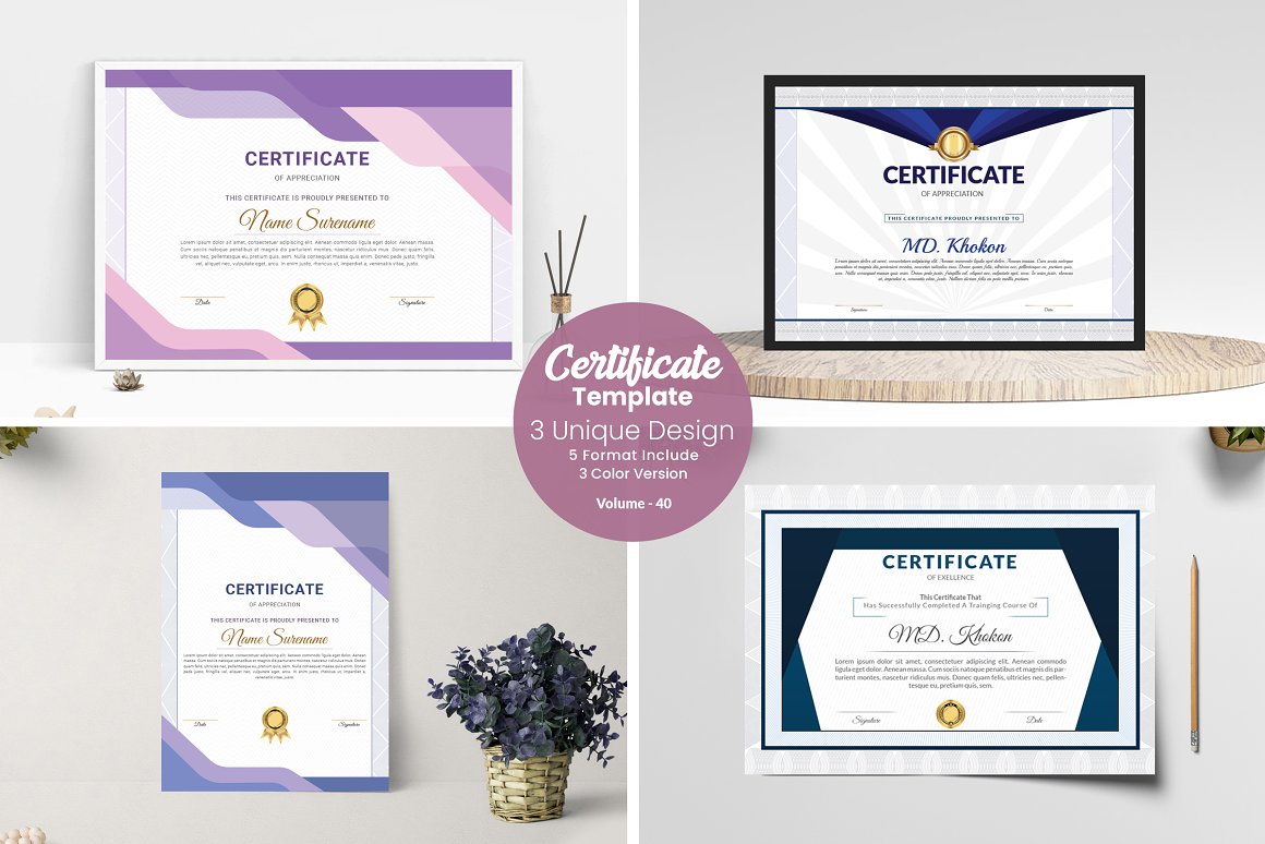 modern abstract certificate template 995