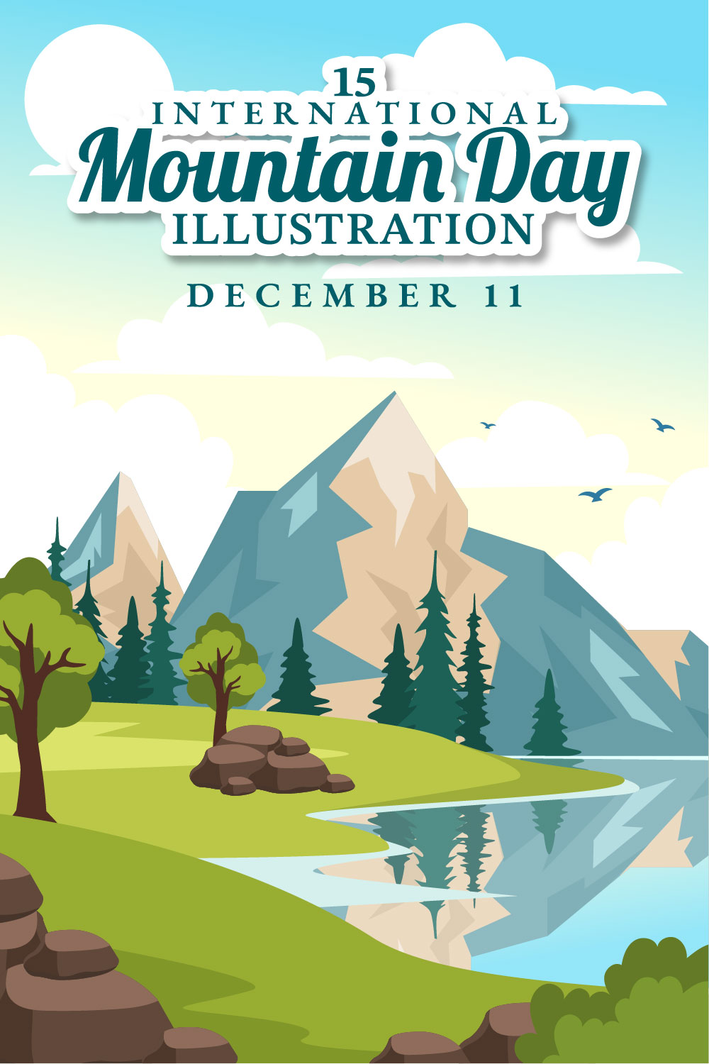 15 International Mountain Day Illustration pinterest preview image.