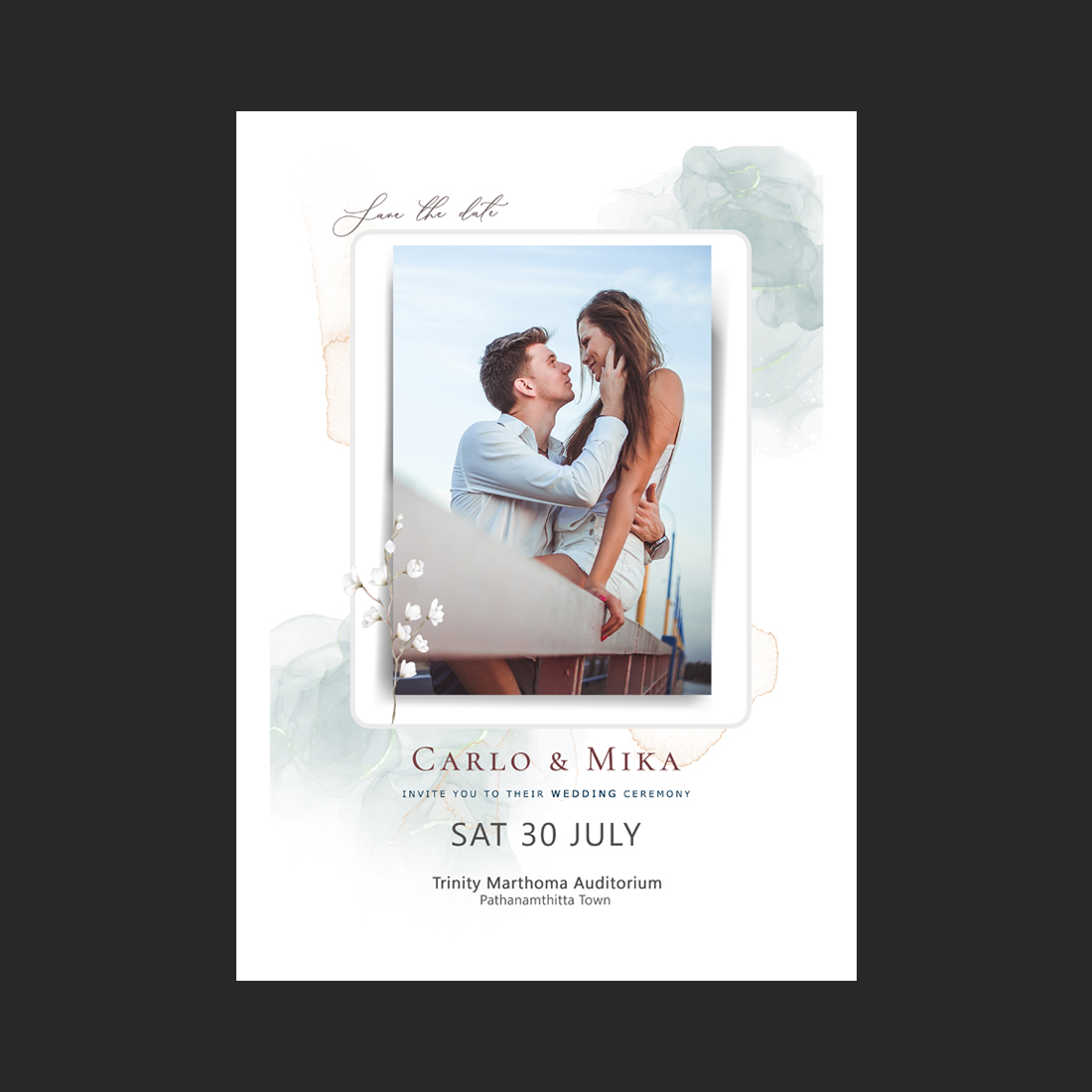 Wedding Save the date Social Media Template - Photoshop (Editable) preview image.