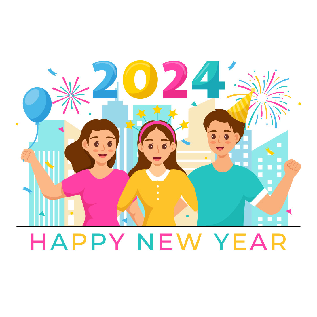 15 Happy New Year 2024 Illustration preview image.