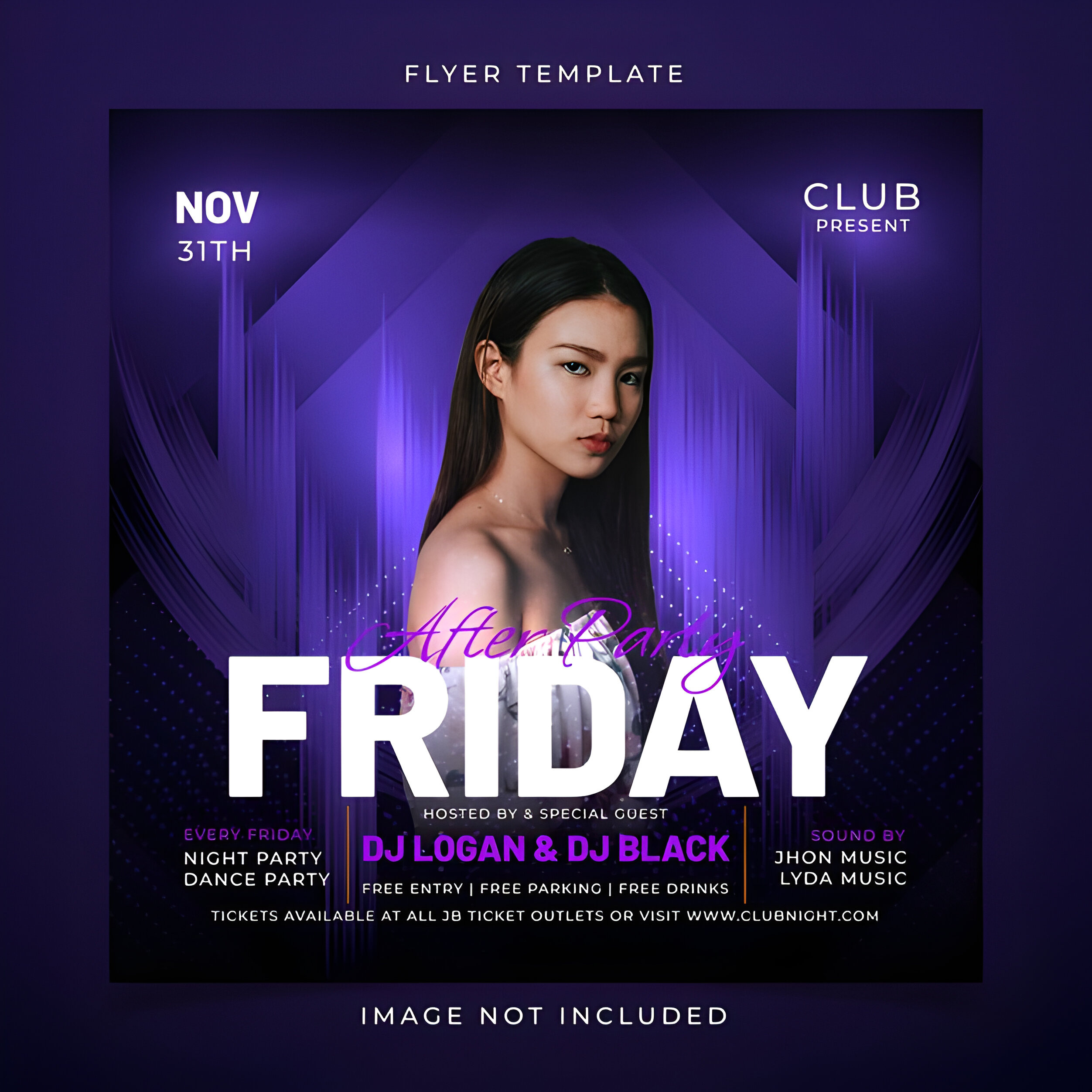 night club party flyer template poster design 3 1 300