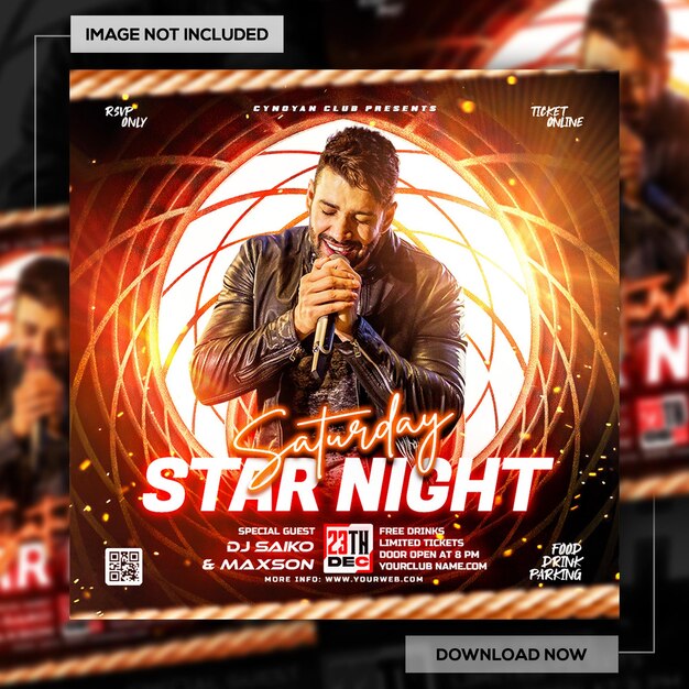 night party flyer or social media banner template 3 496
