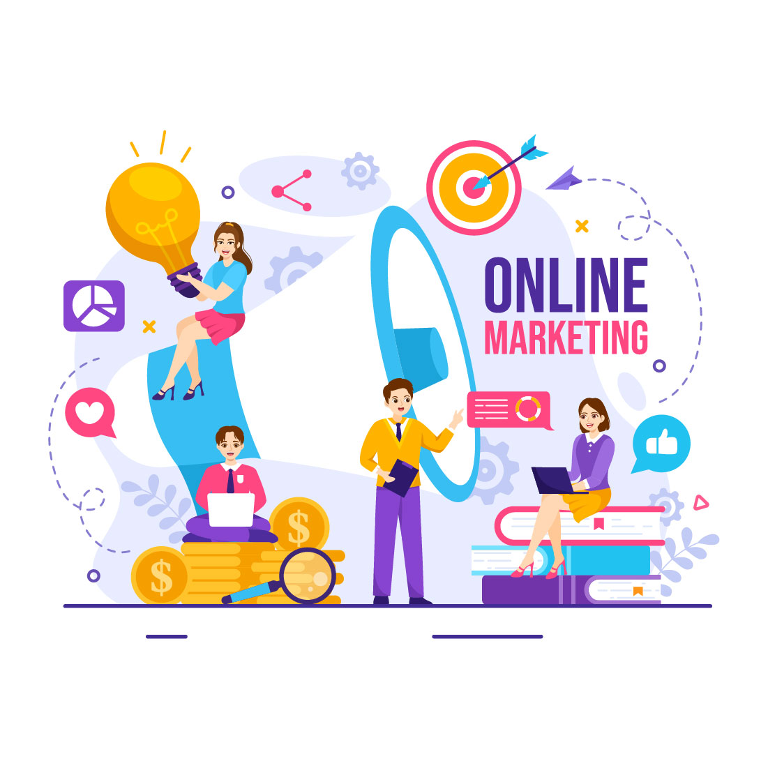 13 Digital Online Marketing Illustration preview image.