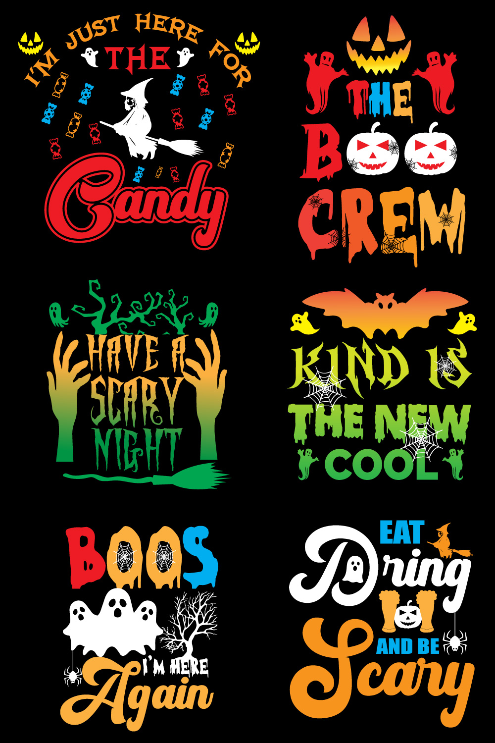 Halloween t shirt design bundle vector pinterest preview image.