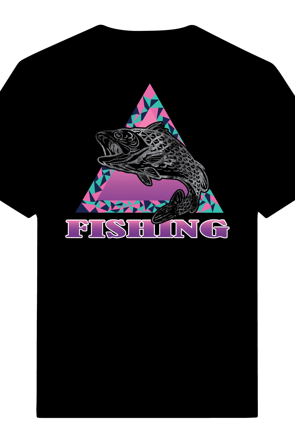 FISHING gradient color T-shirt design pinterest preview image.