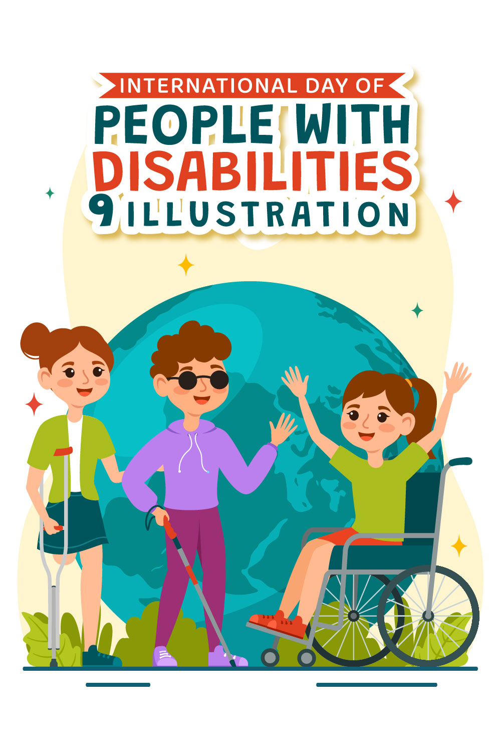 9 Day for People with Disability Illustration pinterest preview image.