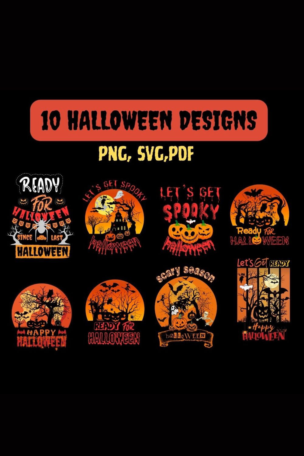 10 Halloween Designs pinterest preview image.