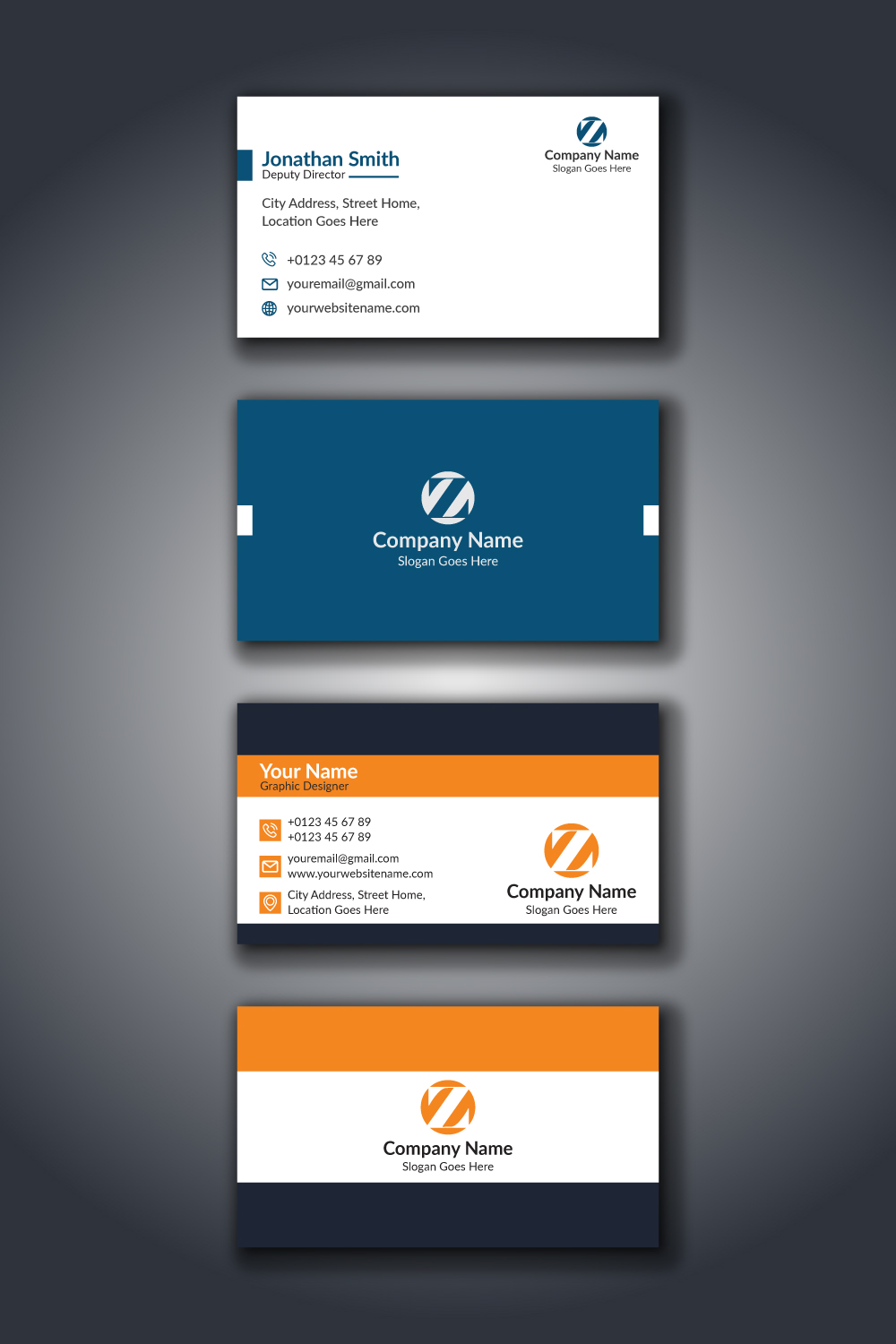 Modern Business Card Template pinterest preview image.