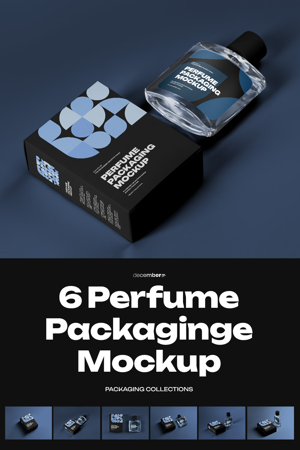 6 Perfume Packaging Mockups Box and Bottle pinterest preview image.