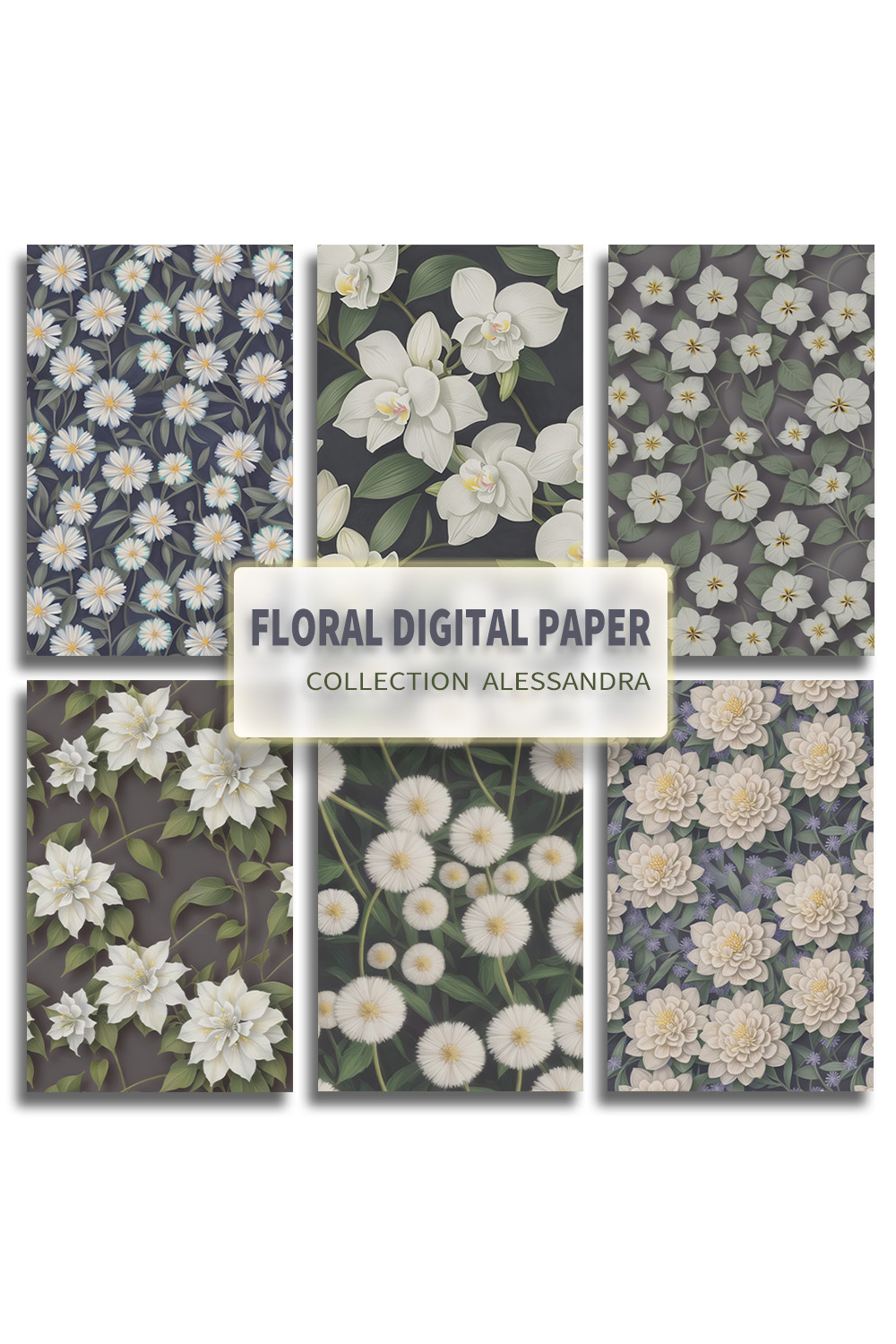 Alessandra: Seamless Floral Patterns pinterest preview image.