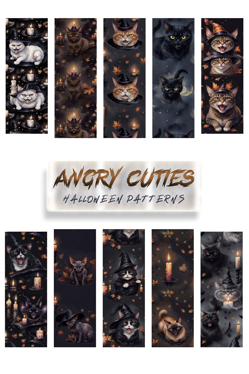 Angry Cuties: Seamless Halloween Patterns pinterest preview image.