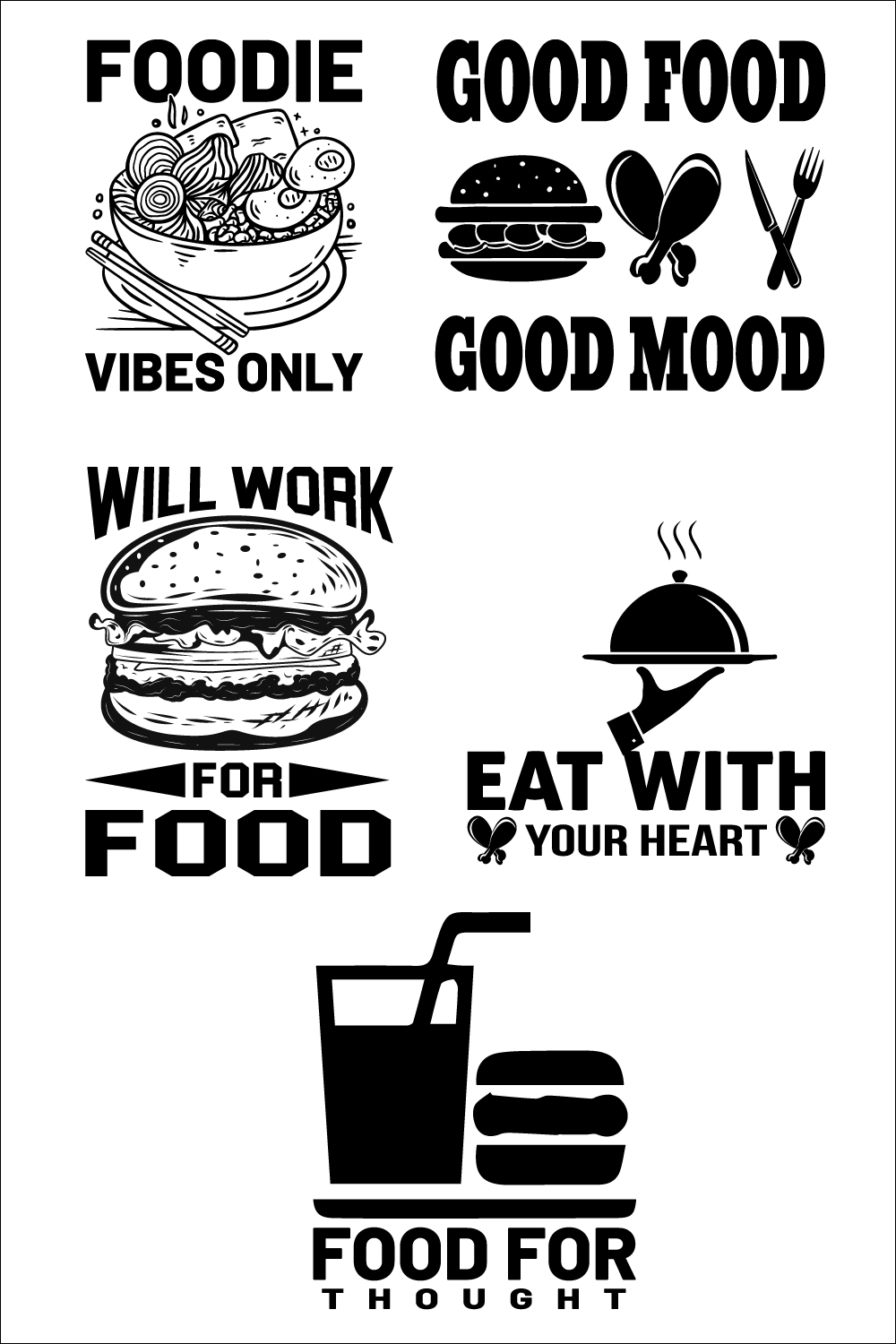 Food T shirt Design Bundle pinterest preview image.