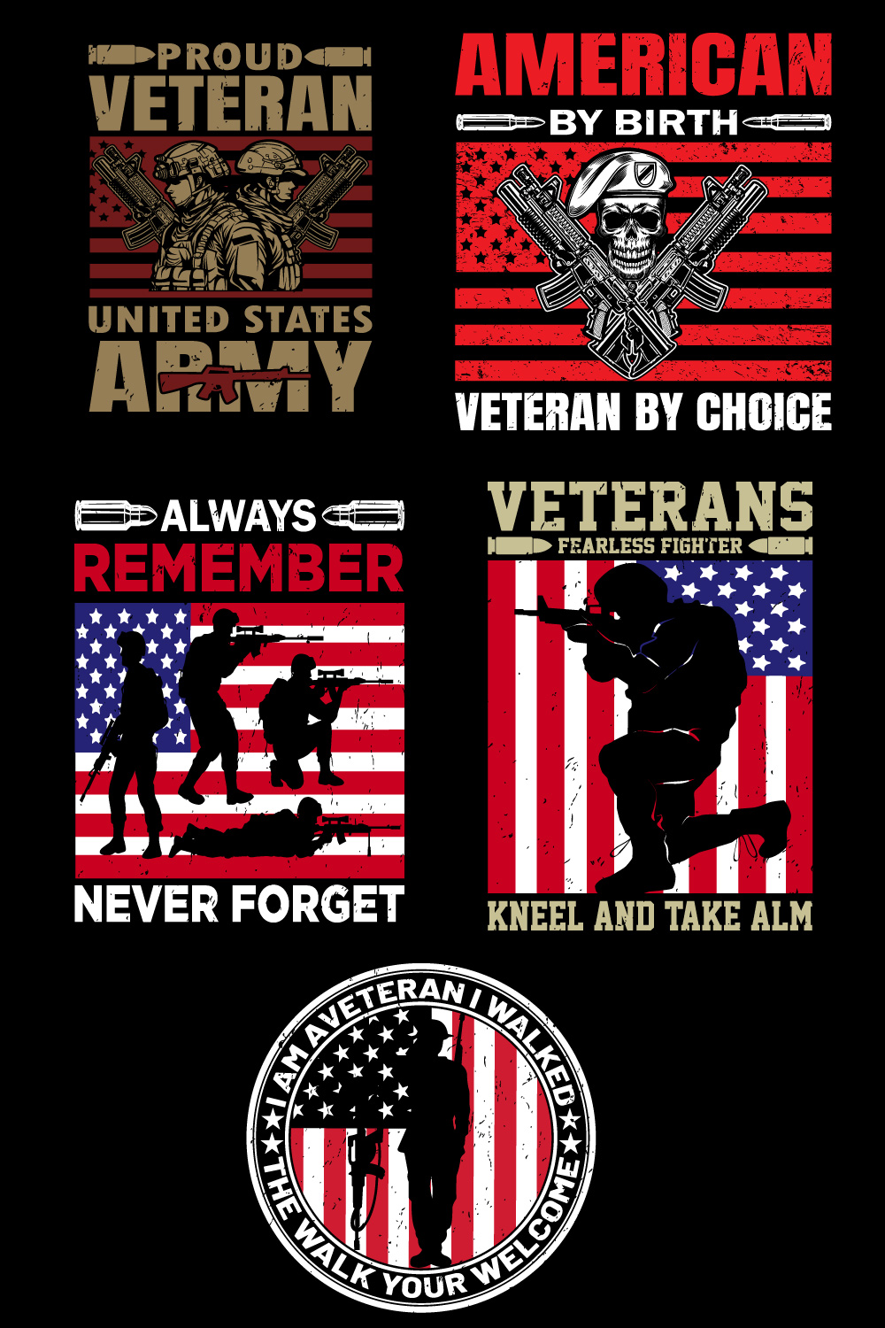 USA T shirt Design Bundle pinterest preview image.