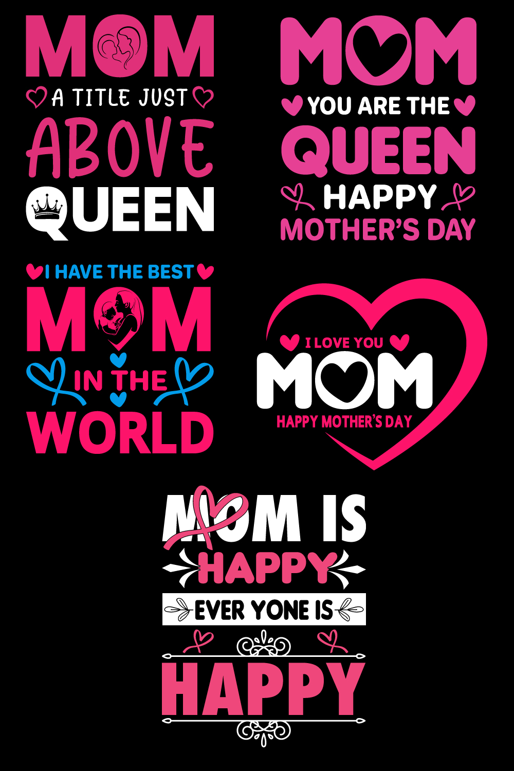 Mother's Day T shirt Design Bundle pinterest preview image.