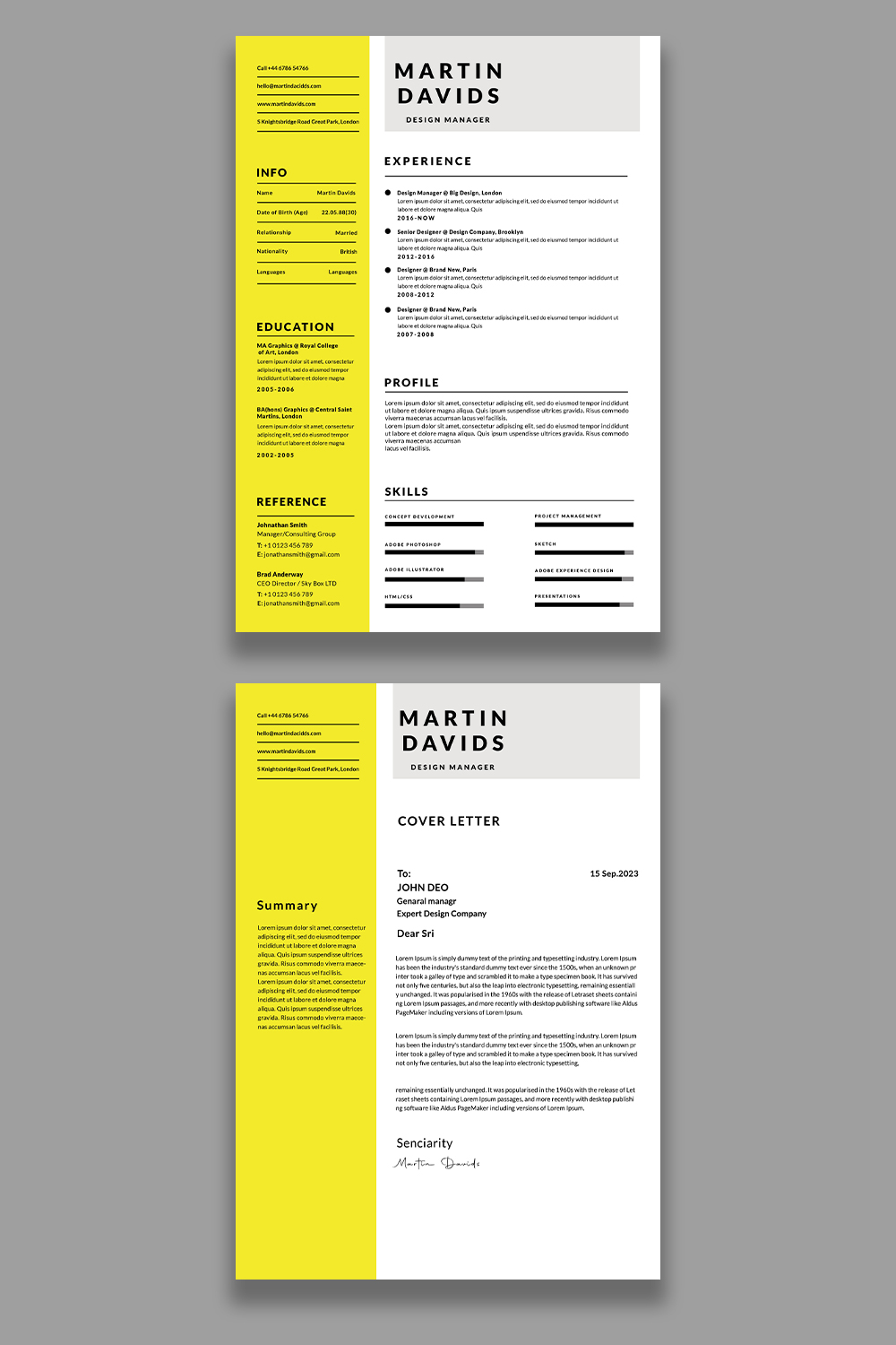 Professional resume/CV template pinterest preview image.
