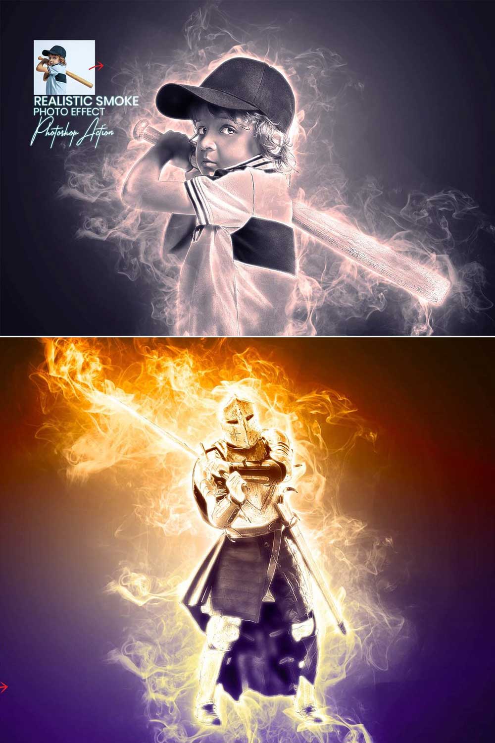 Realistic Smoke Photo Effect pinterest preview image.