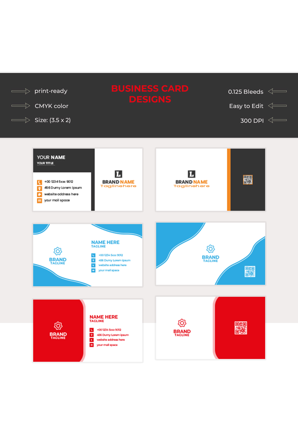 Business card designs pinterest preview image.