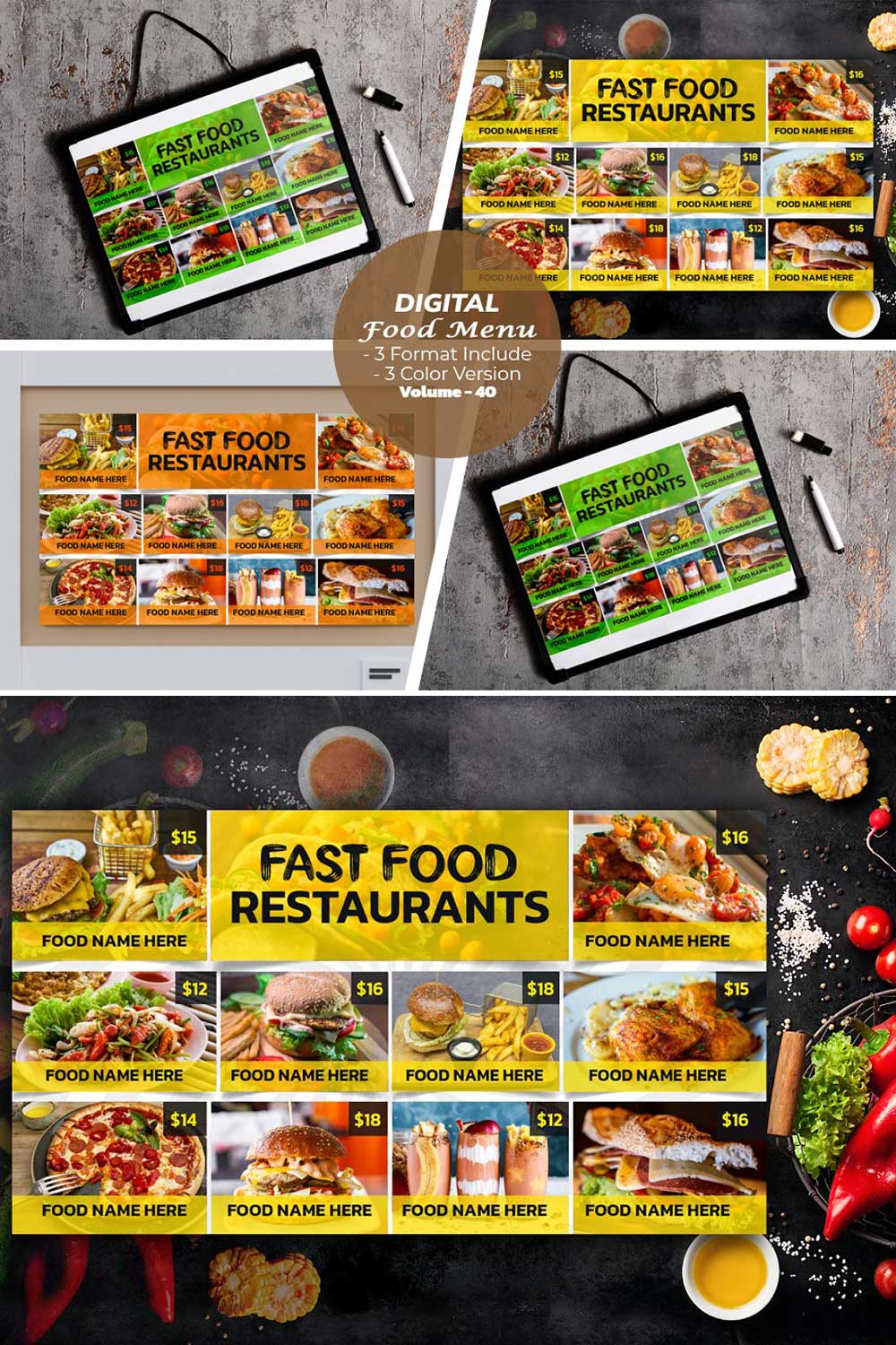 Digital Restaurant Menu Design pinterest preview image.